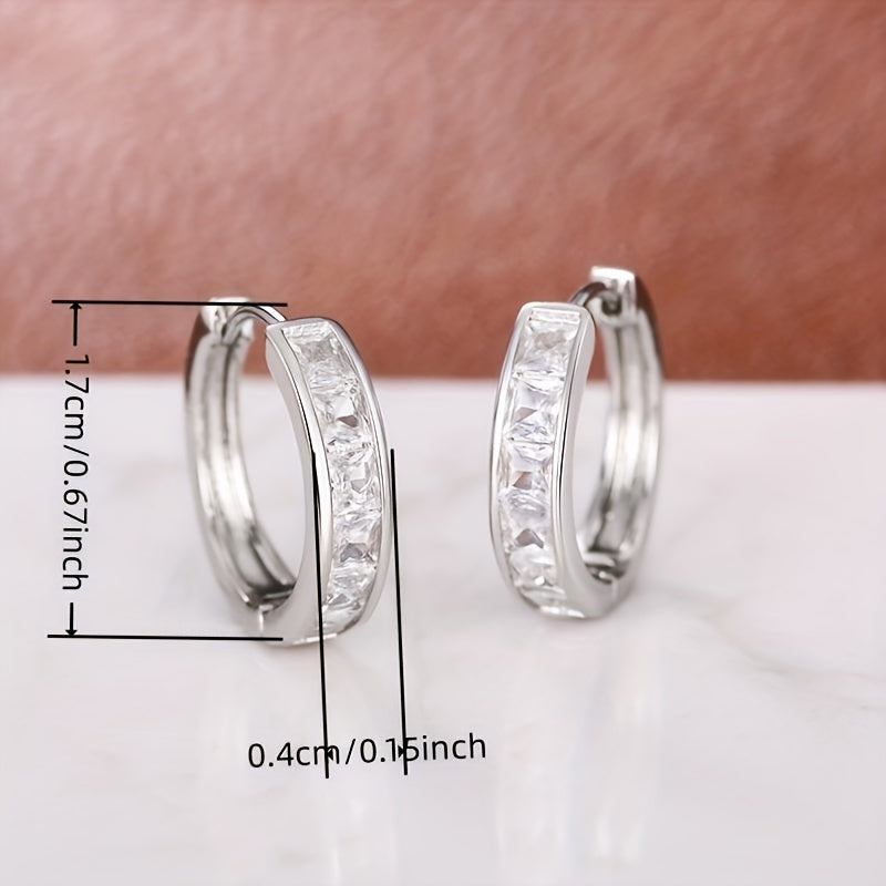 Minimalist Hoop Earrings Embellished With Zirconia Elegant Simple Style For Women Daily Dating Ear Accessories
