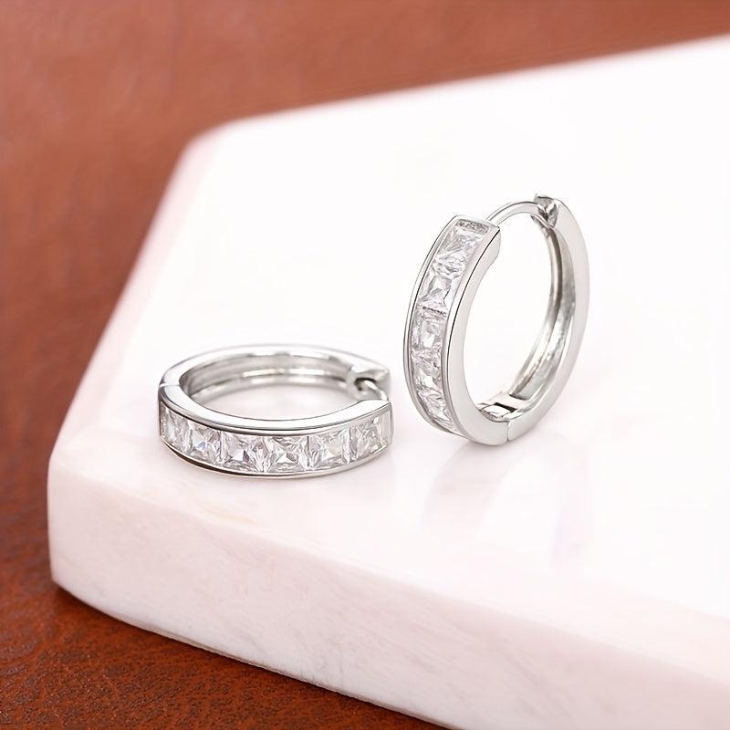 Minimalist Hoop Earrings Embellished With Zirconia Elegant Simple Style For Women Daily Dating Ear Accessories