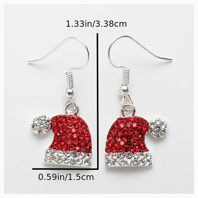 Ladies Cute Christmas Hat Earrings Fawn Christmas Hat Zirconia Stud Earrings Christmas Ornaments Gifts