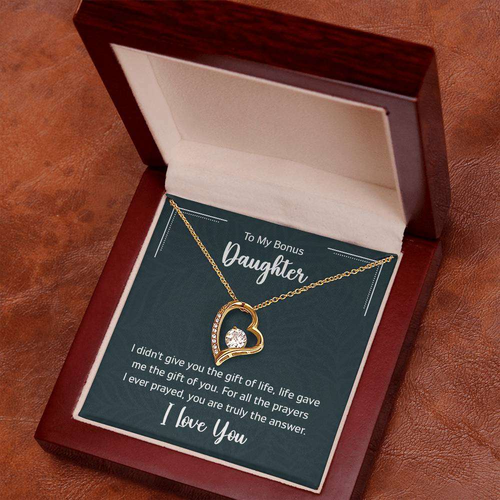 Forever Love Necklace - Gift for Bonus Daughter with Heart Pendant in Luxury Box