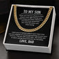 Cuban Link Chain for Son from Dad, polished stainless steel or 14K gold, adjustable length, gift for any occasion.