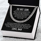 Cuban Link Chain for Son from Dad in gift box with heartfelt message.