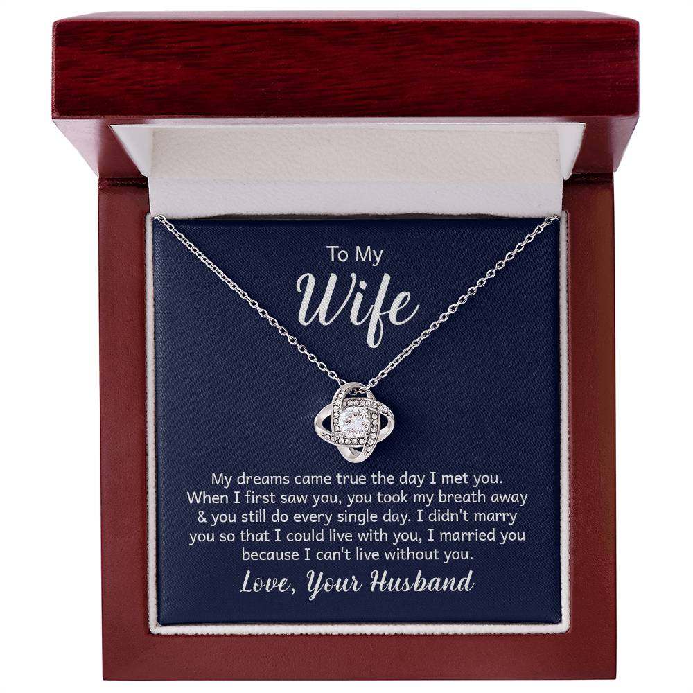 Love Knot Necklace for Wife from Husband in Gift Box with Message