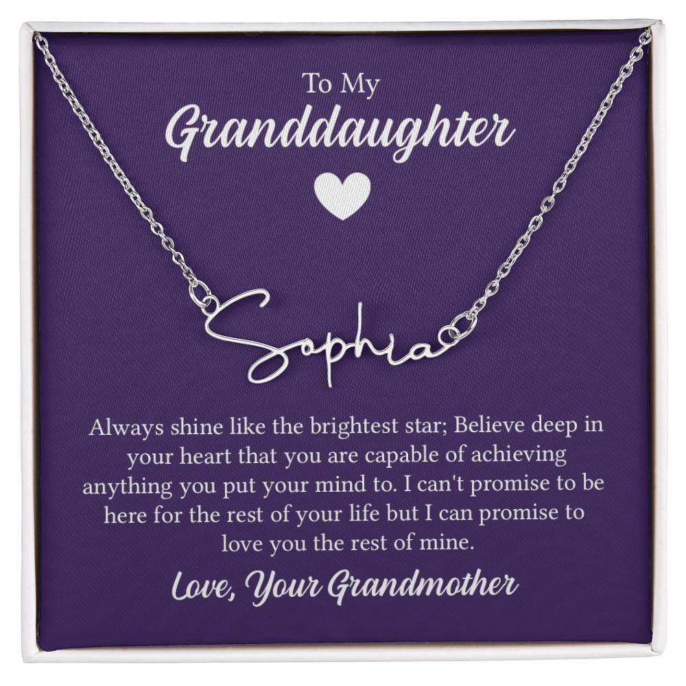 SignatureSignature Name Necklace - For Granddaughter From Grandmother