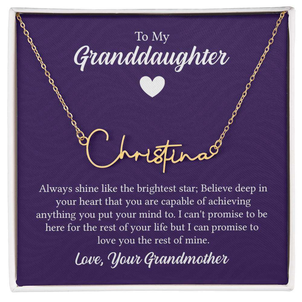 SignatureSignature Name Necklace - For Granddaughter From Grandmother
