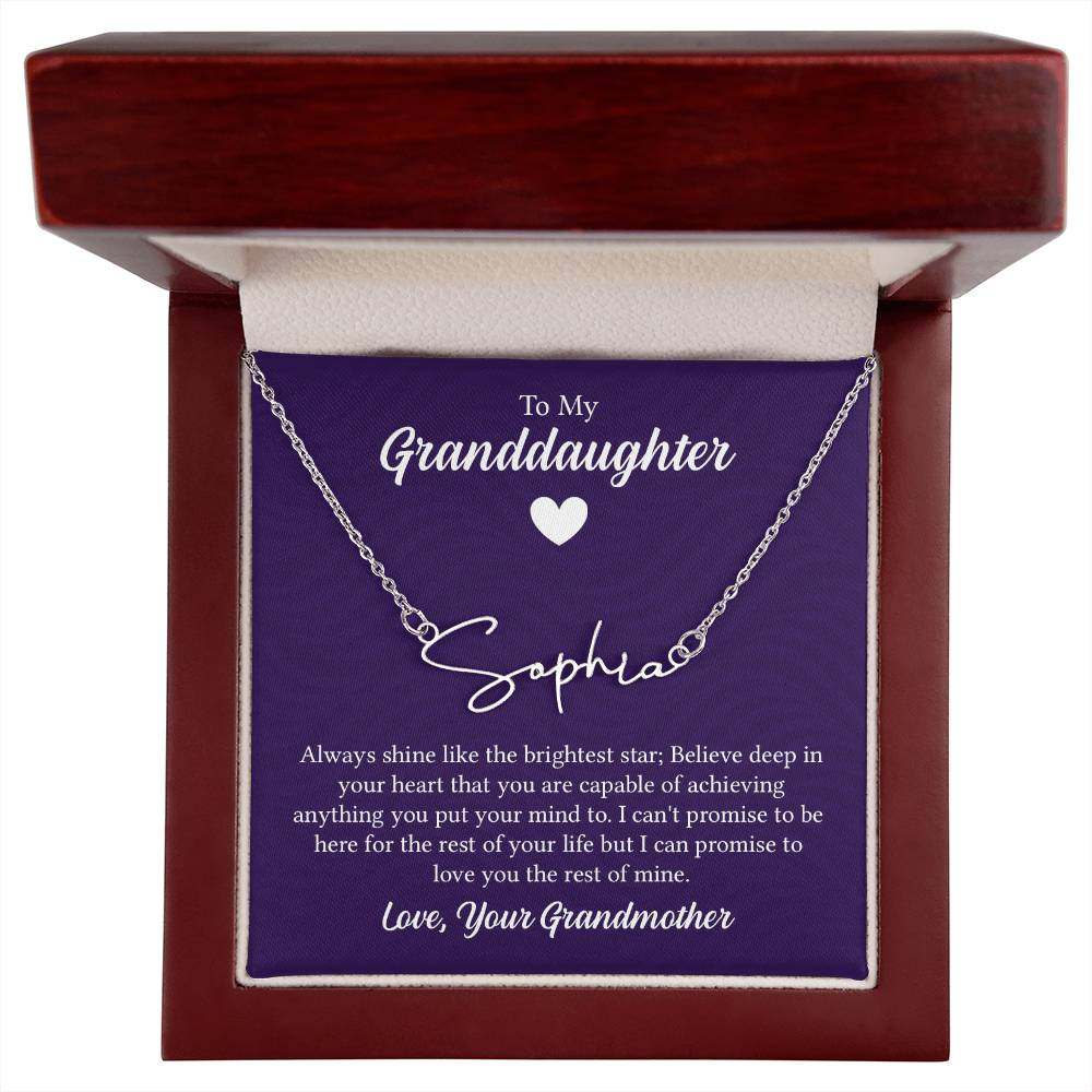 SignatureSignature Name Necklace - For Granddaughter From Grandmother