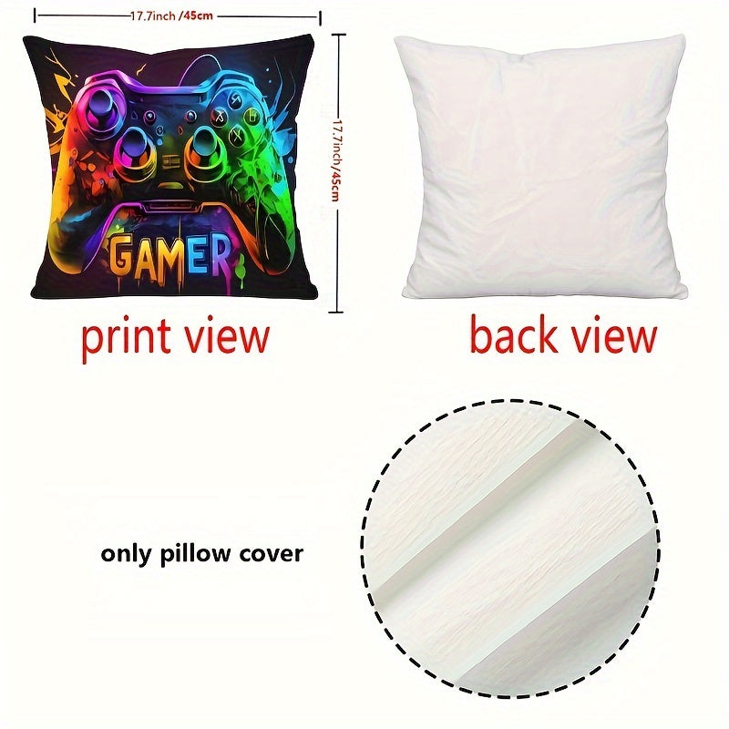 2pcs Soft & Cozy Gamer Headphone Design Plush Pillow Covers - 17.7"x17.7" Machine Washable, Hypoallergenic, and Gentle on Skin Home Decor for Living Room and Bedroom - Inserts Not Included