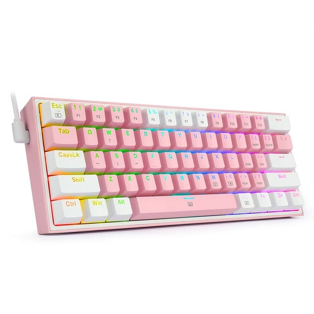Mini Gaming Wired Keyboard with RGB backlighting, compact 60% design, and hot-swappable Red switches.