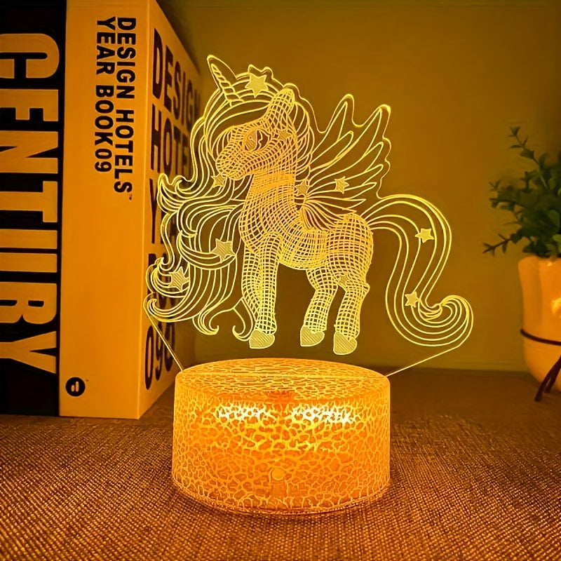 1pc Unicorn Night Light, 3D Illusion Lamp Unicorn Lights For Room, 16 Colors & Flashing Modes With Remote Control Opreated Dimmable Christmas Birthday Gifts