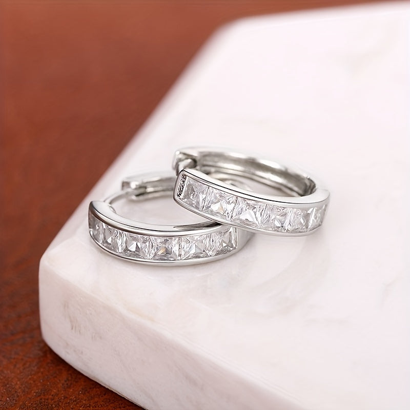 Minimalist Hoop Earrings Embellished With Zirconia Elegant Simple Style For Women Daily Dating Ear Accessories