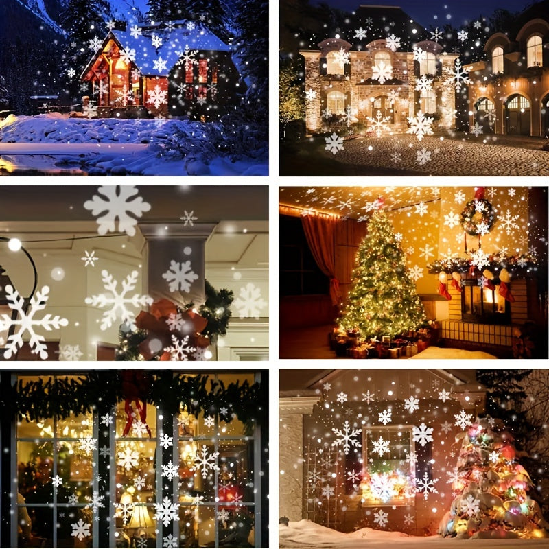 USB Snowflake Christmas Projector - Rotating Christmas Patterns, High-Quality LED Stage Light, Weather-Resistant Outdoor Holiday Illumination, Magical Snowflake Party Lamp, Bright Energy-Efficient Christmas Lighting for Home,