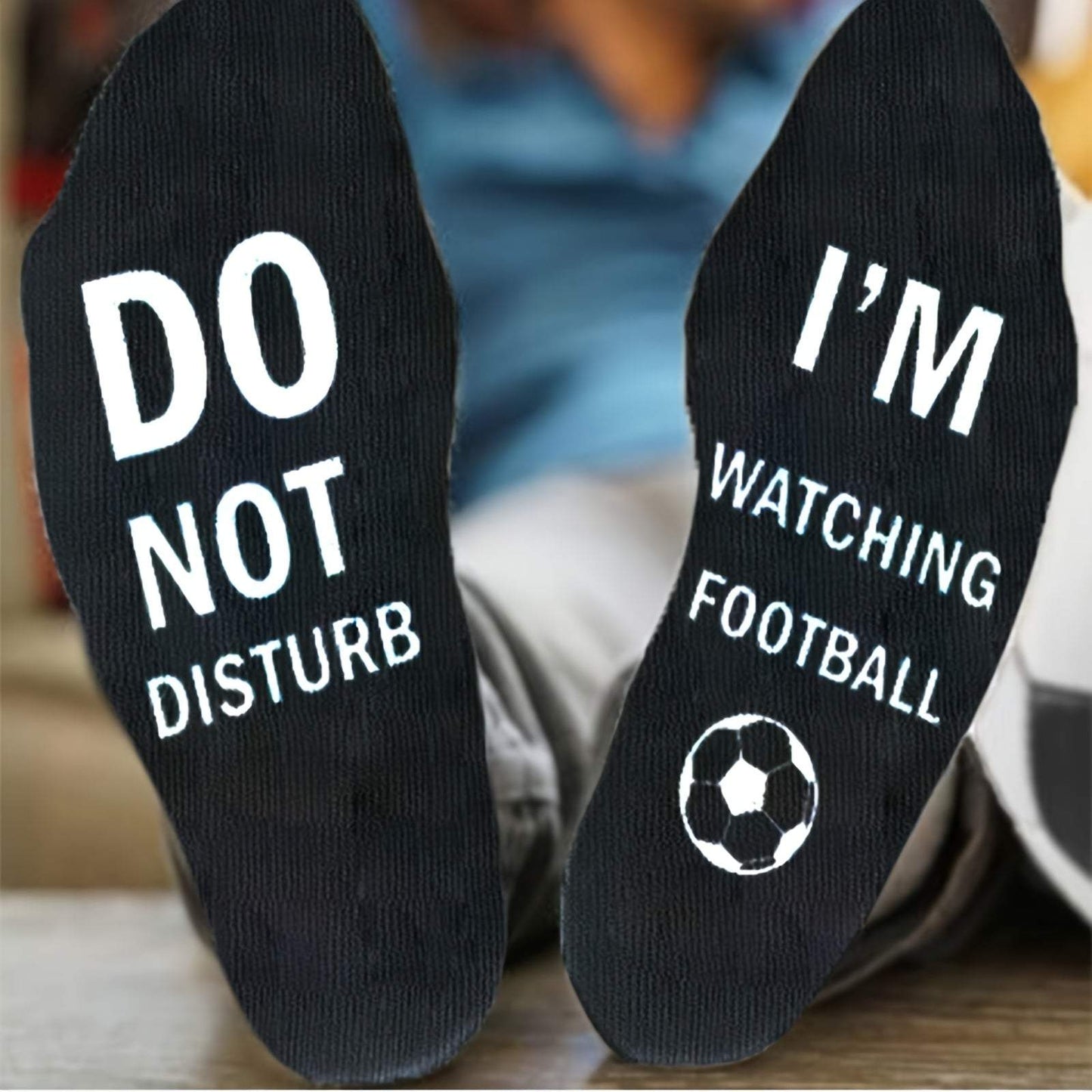Funny Men's Cotton Breathable Novelty "Do Not Disturb" Football Theme Crew Socks