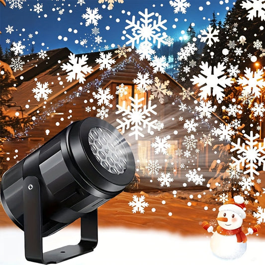 USB Snowflake Christmas Projector - Rotating Christmas Patterns, High-Quality LED Stage Light, Weather-Resistant Outdoor Holiday Illumination, Magical Snowflake Party Lamp, Bright Energy-Efficient Christmas Lighting for Home,