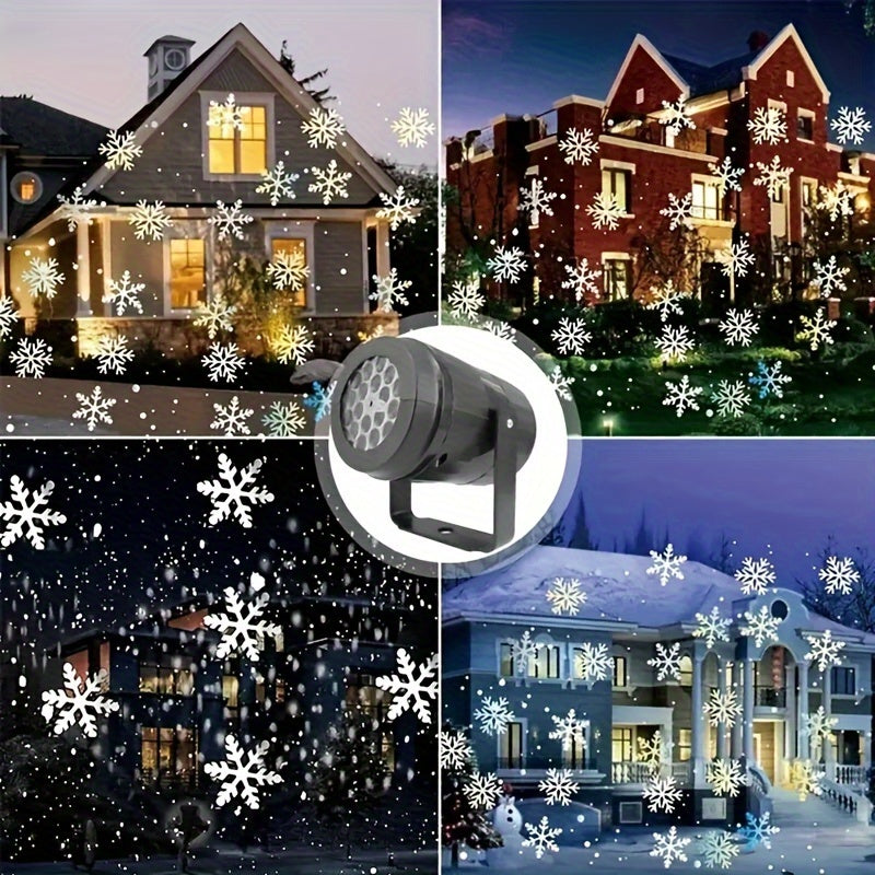 USB Snowflake Christmas Projector - Rotating Christmas Patterns, High-Quality LED Stage Light, Weather-Resistant Outdoor Holiday Illumination, Magical Snowflake Party Lamp, Bright Energy-Efficient Christmas Lighting for Home,