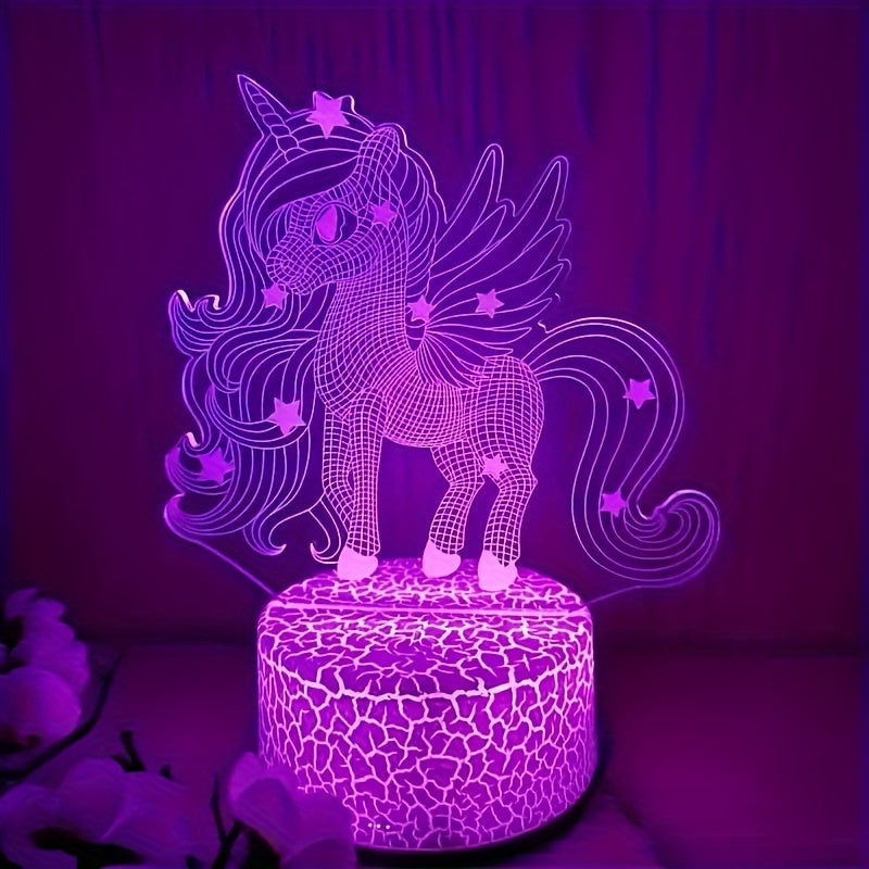 1pc Unicorn Night Light, 3D Illusion Lamp Unicorn Lights For Room, 16 Colors & Flashing Modes With Remote Control Opreated Dimmable Christmas Birthday Gifts