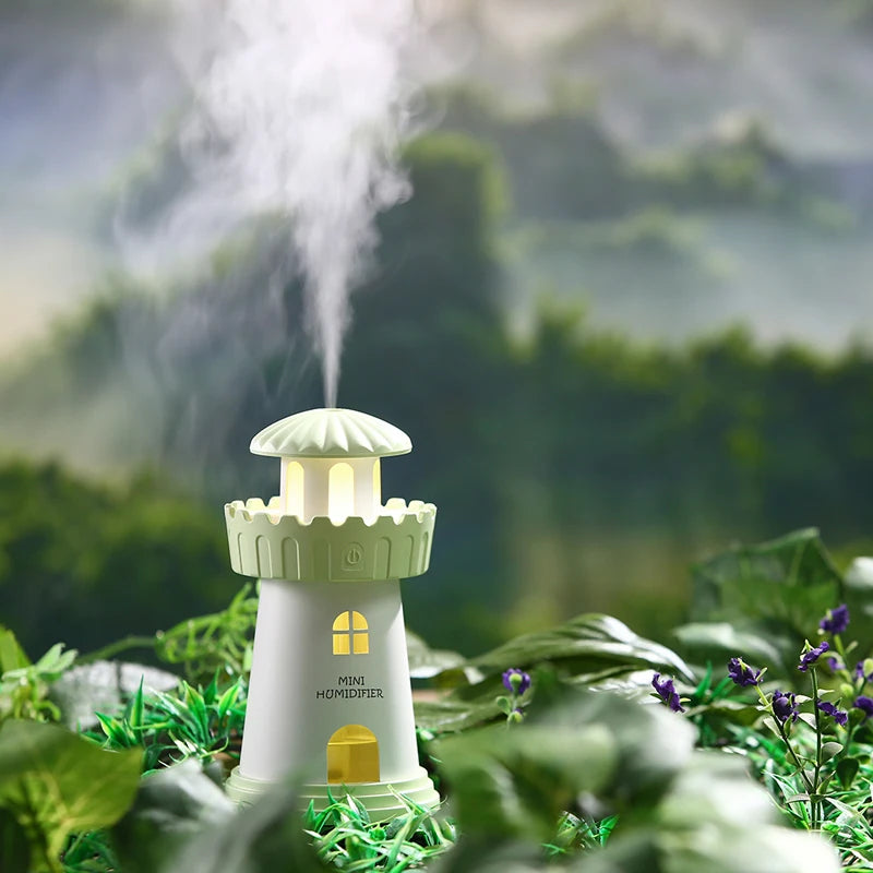 LED Lighthouse Humidifier Car Ultrasonic Mist Maker Fogger Essential Oil Diffuser Aroma Light Car air freshener