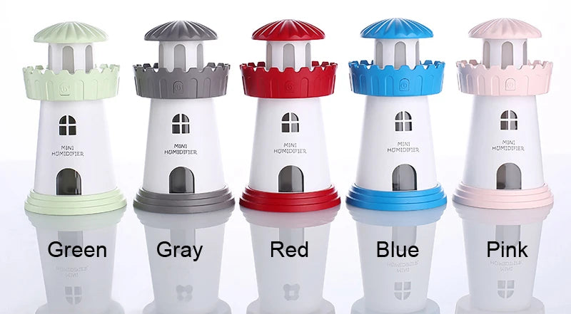 LED Lighthouse Humidifier Car Ultrasonic Mist Maker Fogger Essential Oil Diffuser Aroma Light Car air freshener