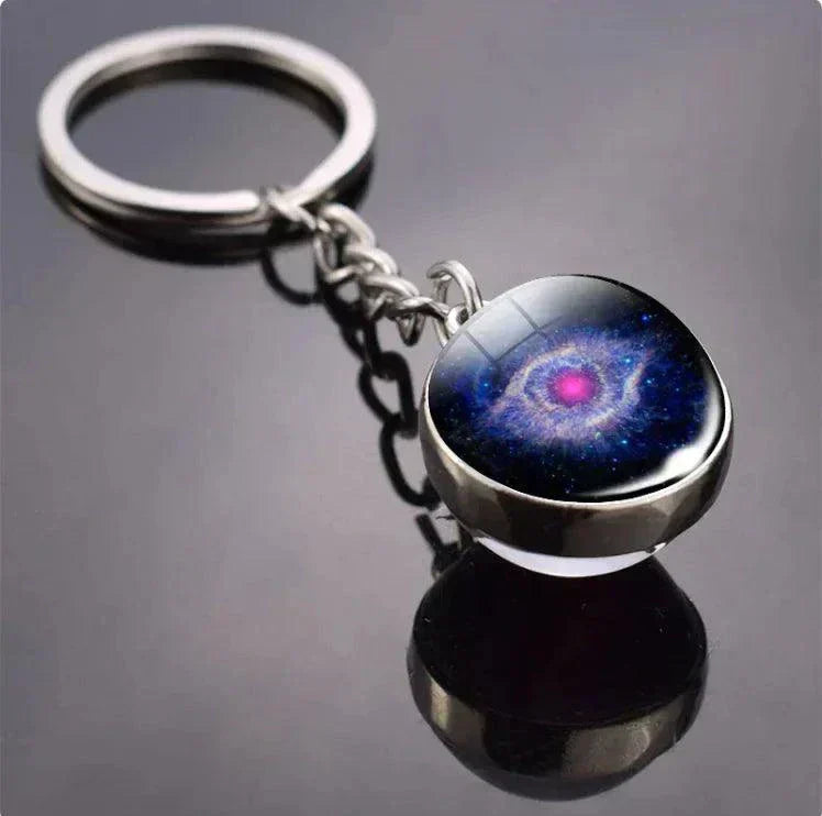 The Planets in The Solar System & Planets Key Ring on black surface, zinc alloy, round shape, unisex accessory