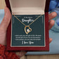 Forever Love Necklace for Bonus Daughter in gift box with heartfelt message and heart-shaped pendant with CZ crystal.