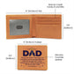Leather wallet featuring "Dad You Are The Anchor" message, genuine cowhide, bifold design.