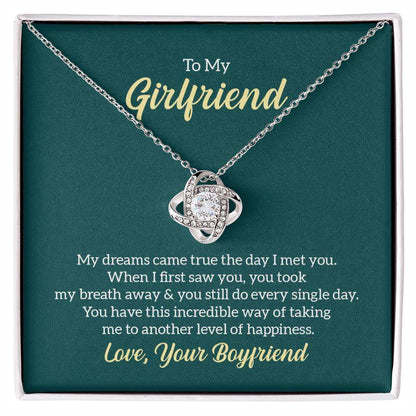 Love Knot Necklace for Girlfriend with Cubic Zirconia Crystals, Gift Box Included