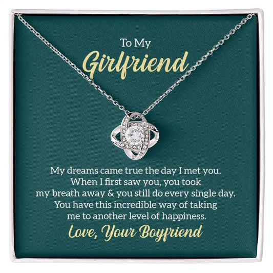 Love Knot Necklace for Girlfriend with Cubic Zirconia Crystals, Gift Box Included