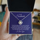 Love Knot Necklace in gift box for soulmate with sentimental message.