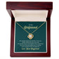 Love Knot Necklace with cubic zirconia and gold finish in gift box for girlfriend.