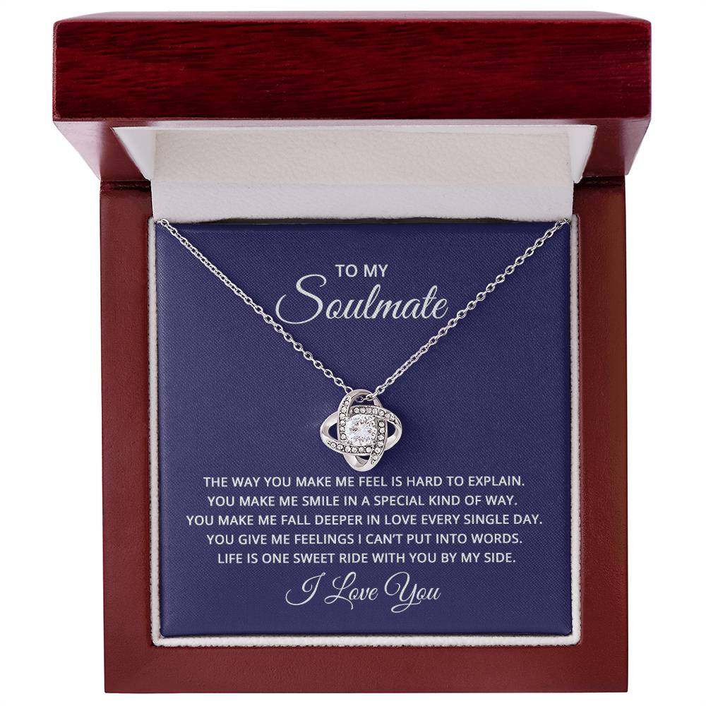 Love Knot Necklace for Soulmate with cubic zirconia crystals in a luxury box