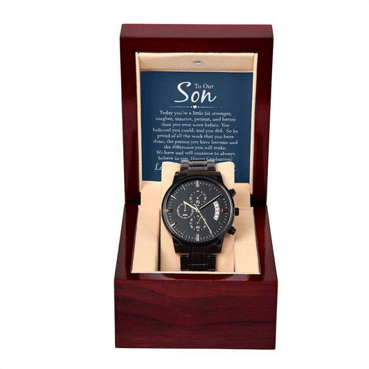 Black Chronograph Watch -Black Chronograph Watch - For Son From Mom & Dad