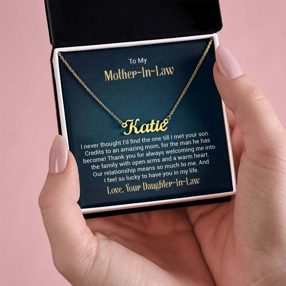 Customised Name Necklace gift for Mother-in-Law in elegant display box.