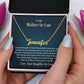 Customised gold name necklace gift for mother-in-law in stylish box.