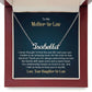 Customised name necklace in gift box with heartfelt message for mother-in-law.