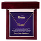 Custom name necklace for mom from daughter in a luxury gift box.