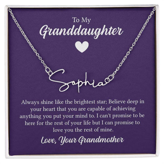 SignatureSignature Name Necklace - For Granddaughter From Grandmother