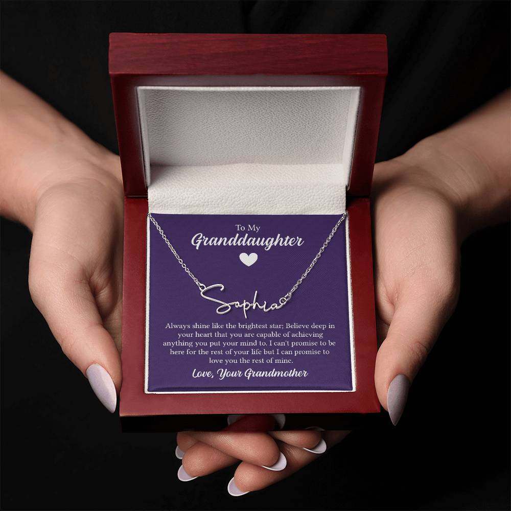 SignatureSignature Name Necklace - For Granddaughter From Grandmother