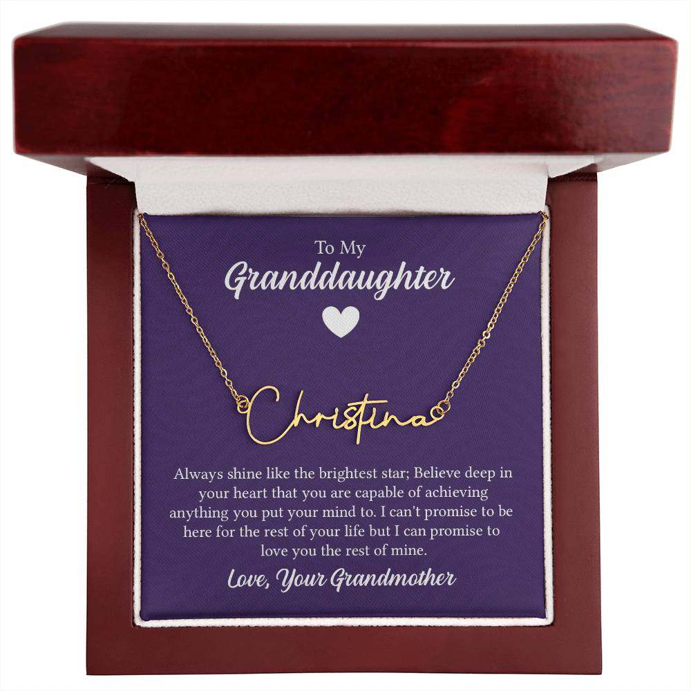 SignatureSignature Name Necklace - For Granddaughter From Grandmother
