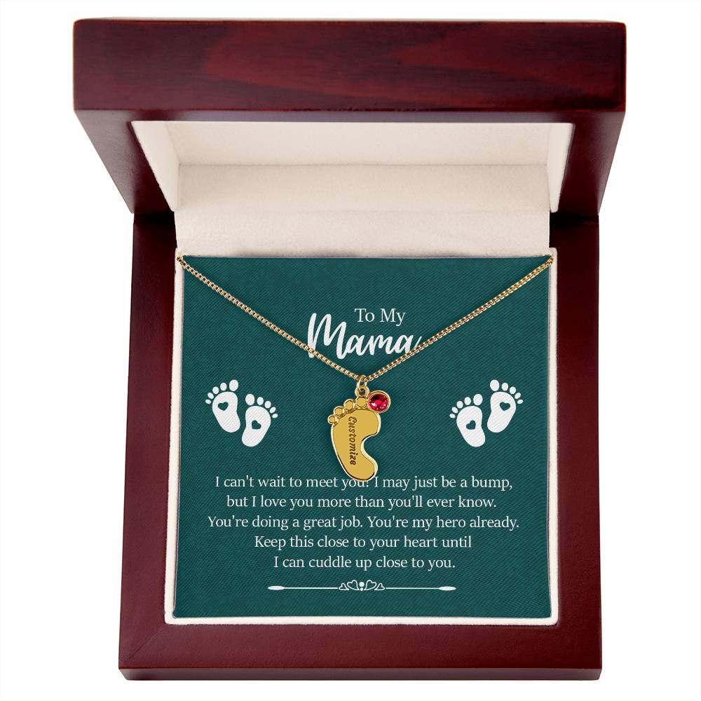 Engraved Baby FeetEngraved Baby Feet with Birthstones Necklace - To My Mama