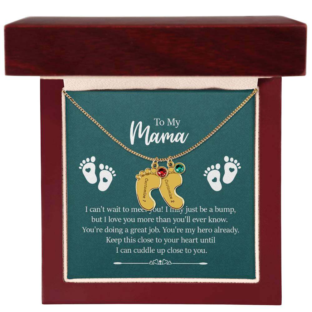 Engraved Baby FeetEngraved Baby Feet with Birthstones Necklace - To My Mama