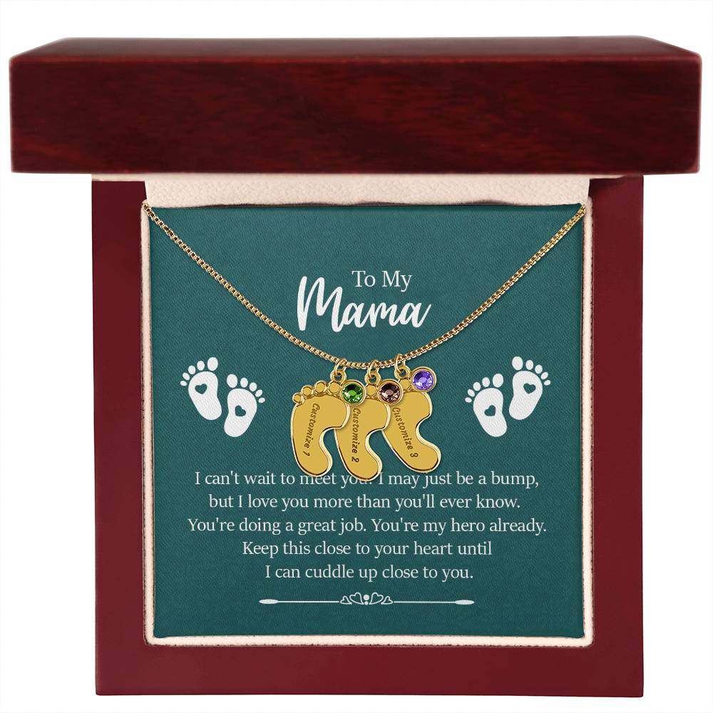 Engraved Baby FeetEngraved Baby Feet with Birthstones Necklace - To My Mama