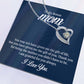 Forever Love Necklace for Bonus Mom with CZ crystal heart pendant on gift card.