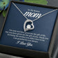 Forever Love Necklace for Bonus Mom with CZ crystal and heart pendant in gift box.