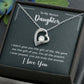 Forever Love Necklace for Bonus Daughter with CZ Crystal in Heart Pendant on Gift Card