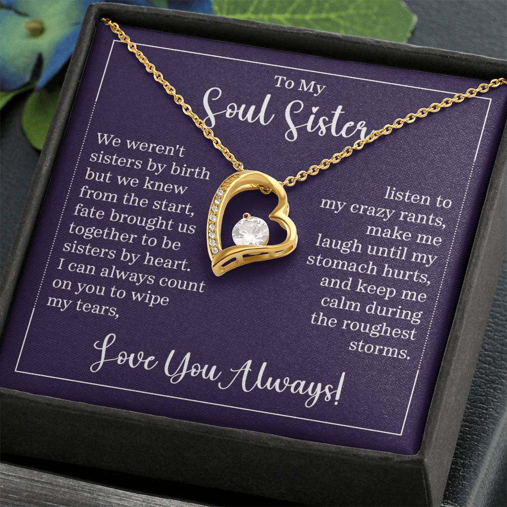 Forever Love Necklace for Soul Sister with heart pendant and CZ crystal.