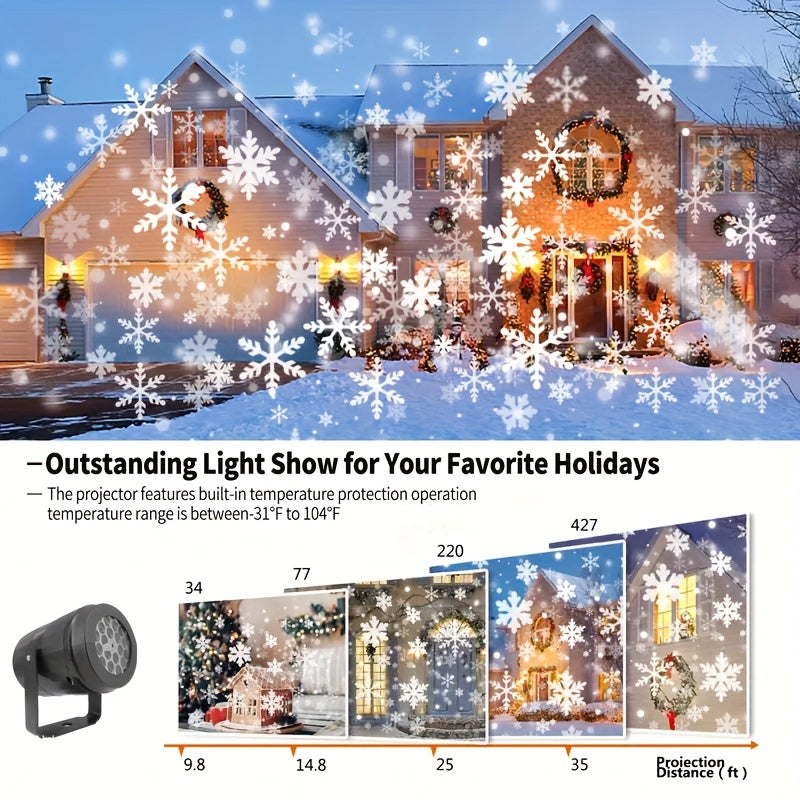 USB Snowflake Christmas Projector - Rotating Christmas Patterns, High-Quality LED Stage Light, Weather-Resistant Outdoor Holiday Illumination, Magical Snowflake Party Lamp, Bright Energy-Efficient Christmas Lighting for Home,