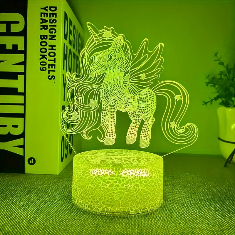 1pc Unicorn Night Light, 3D Illusion Lamp Unicorn Lights For Room, 16 Colors & Flashing Modes With Remote Control Opreated Dimmable Christmas Birthday Gifts