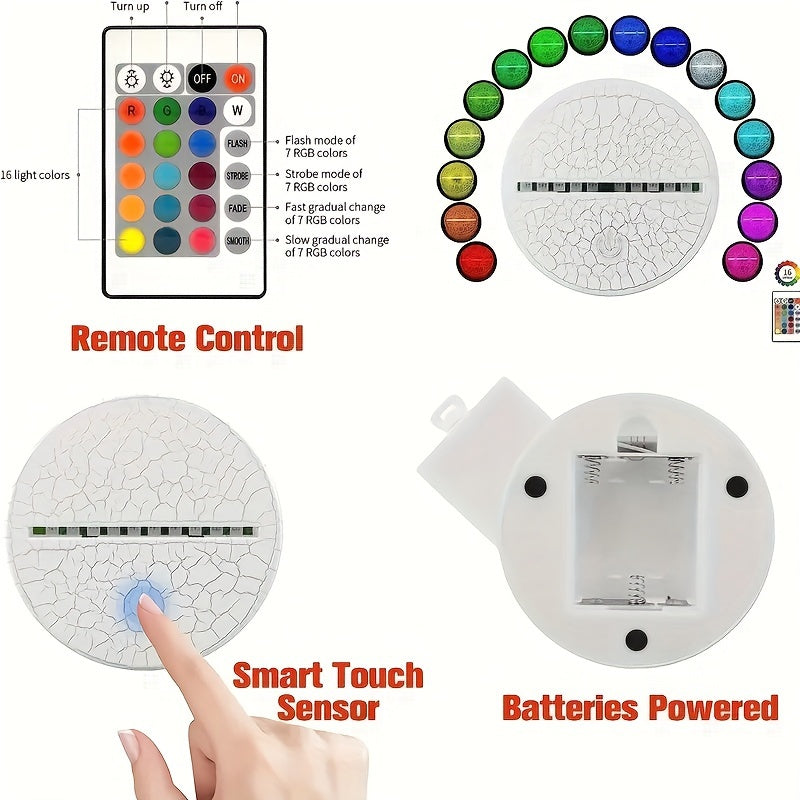 1pc Unicorn Night Light, 3D Illusion Lamp Unicorn Lights For Room, 16 Colors & Flashing Modes With Remote Control Opreated Dimmable Christmas Birthday Gifts