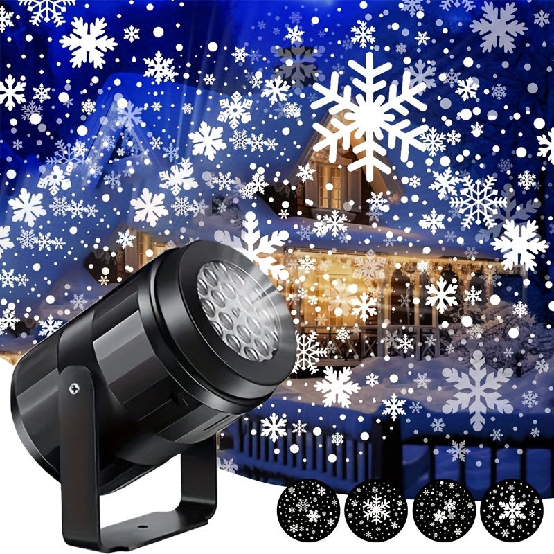 USB Snowflake Christmas Projector - Rotating Christmas Patterns, High-Quality LED Stage Light, Weather-Resistant Outdoor Holiday Illumination, Magical Snowflake Party Lamp, Bright Energy-Efficient Christmas Lighting for Home,