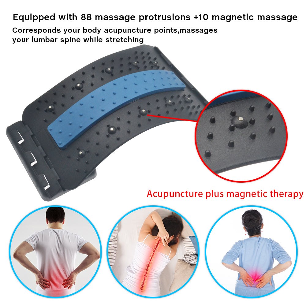 Back and neck massage pad with 88 acupoint therapy massage protrusions and magnetic therapy, targeting lumbar spine tension relief.